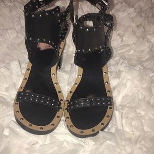Black Studded Sandal Heel